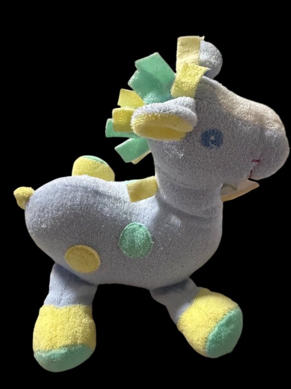 Vintage 80s TB Trading Terry Cloth Horse Rattle Baby Toy lovey Color block HTF